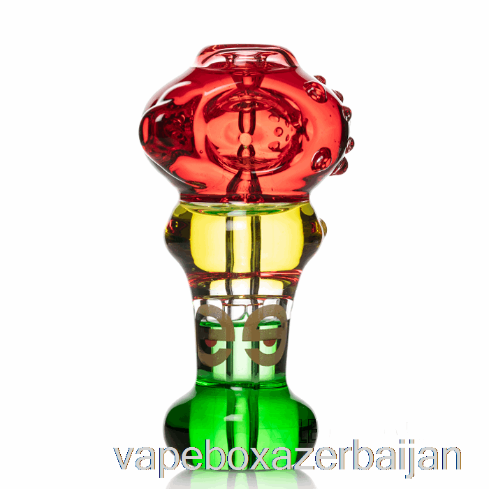 E-Juice Vape Cheech Glass Triple Freezable Spoon Hand Pipe Red / Yellow / Green